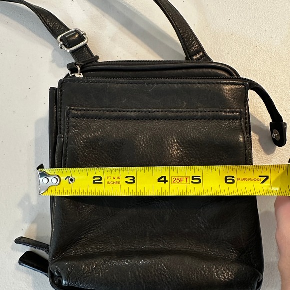 Fossil Black Leather Crossbody Shoulder Bag Organizer Wallet Phone Purse - Picture 9 of 10